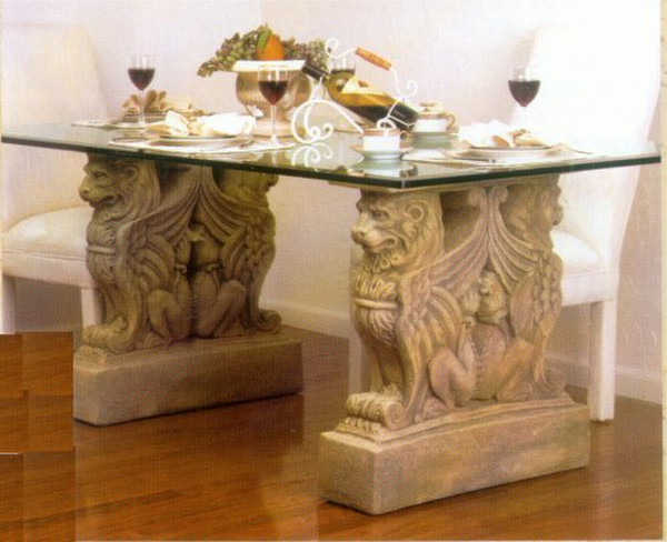 Twin Griffin Lion Dining Table Set